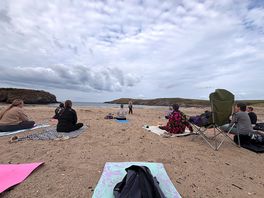 Morning beach yoga
