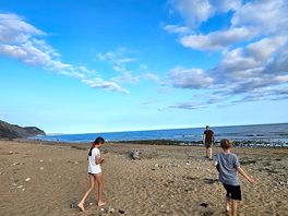 Charmouth beach is a short stroll away
