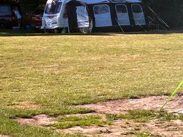 Our caravan perfectly pitched.