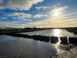 Winter sun streams through the stepping stones.
