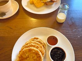 Pancakes either blueberry and sausage muffin