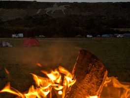 Fire in front of the whitehorse