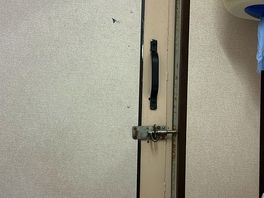 Locks on largest toilet cubical.