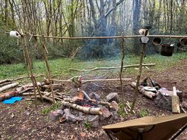 Living in the wild for a few days. didn't see a single person! collected wild garlic and cooked lamb