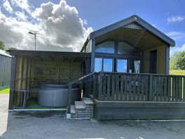 The lodge and hot tub