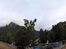 Foto panorámica desde mi tienda de campaña al atardecer