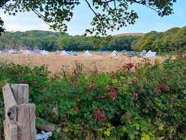 View of campsite from coastal path