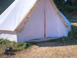 Bell tent with fairy lights