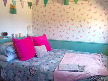 Comfy double bed. folds away if preferred