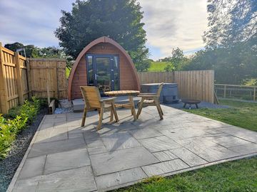 Private area with seating and barbecue