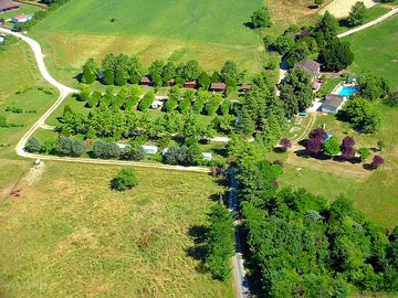 Aerial view of the friendly campsite