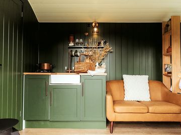 Kitchenette and two-seater sofa