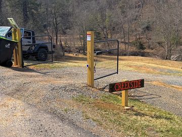 Gate and visible sign