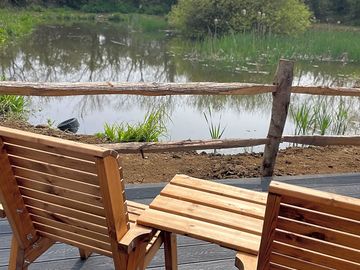 Chairs and view of ponds