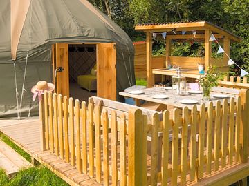 Exterior sunrise yurt