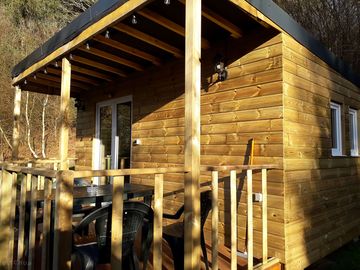 Woodland cabin and terrace