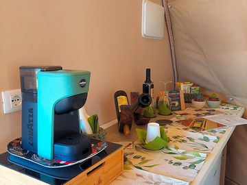 Mini bar and coffee machine