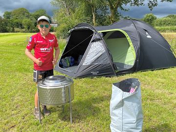 Fire pit pack delivered to your tent
