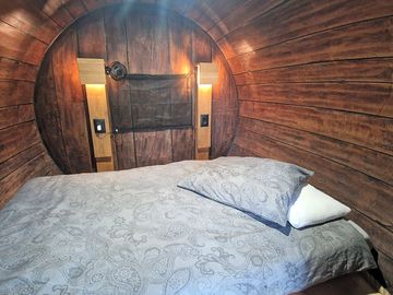 Double bed in the pinot barrel