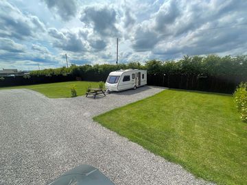 Pitch with picnic table