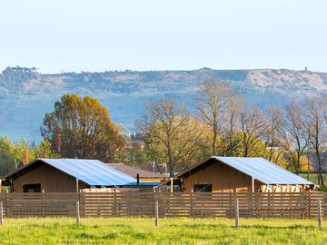 Bowbrook lodges safari tents - view to bredon hill and the cotswolds