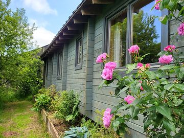 Rear of log cabin