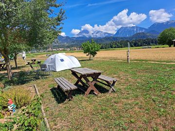 Spacious pitch with a stunning mountain view