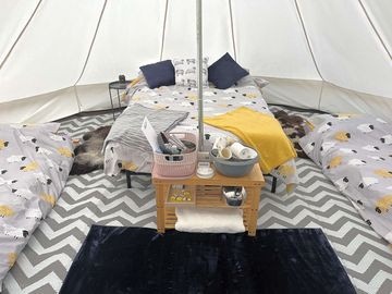 The inside of the bell tent