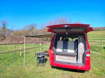Campers set up on site