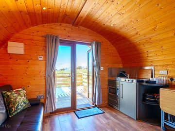 Living area and kitchen