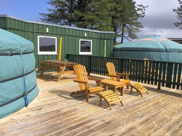 Seating area by each yurt