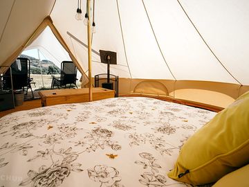 Inside tent
