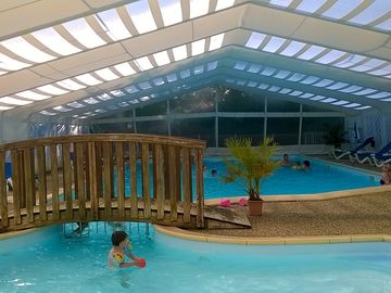 There is a spacious aqua park