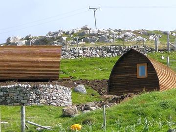 Glamping pods and fire pit, uig, isle of lewis, western isles.