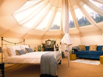 Look up into the skies from the comfy double bed