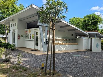Toilet and shower block
