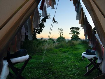 View from the tent at sunset