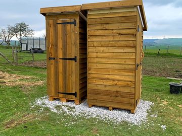 Composting toilet and shower