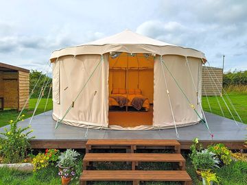 Yurt on wooden deck