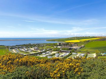 Overlooking Fleet Lagoon, Chesil beach and the sea