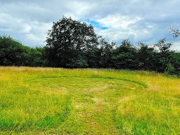 Spacious pitch mown into the grass