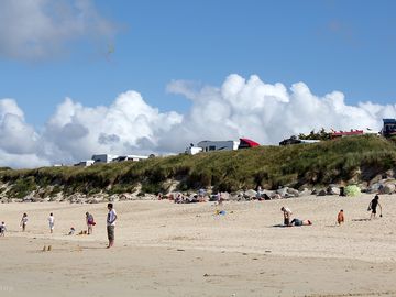 View up to the pitches from the beach