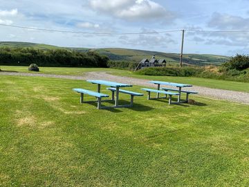Outdoor seating by bar area