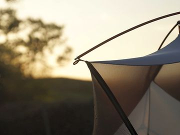 Evening sunshine on the tent