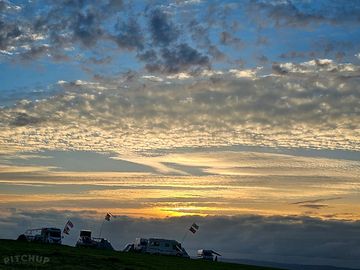 Spectacular sunset at the site