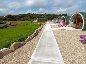 Pathway past the pods