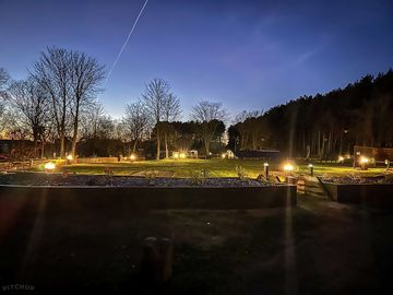 Evening view looking across the site