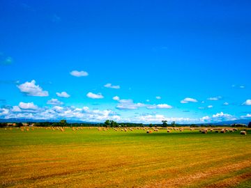 Camp on the hay fields