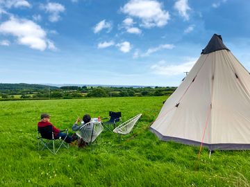 Teepee tent on the non-electric grass tent pitch