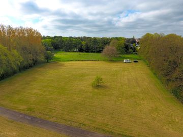 Aerial view over the site's non-electric pitches